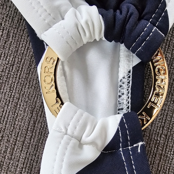 NWT Michael Kors Women's Navy Striped One Shoulder One-Piece Swimsuit Size 8 - Picture 8 of 9